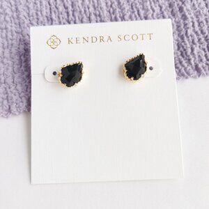 Kendra Scott Tessa Gold Stud Earrings Black Opaque Glass